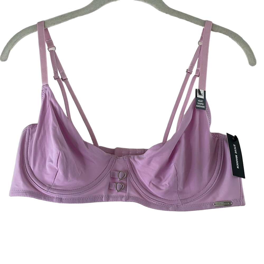 NWT 2 Steve Madden Pink Satin Bras with Adjustable Straps 38C